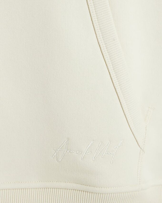 Cream Regular Fit Long Sleeve Hoodie