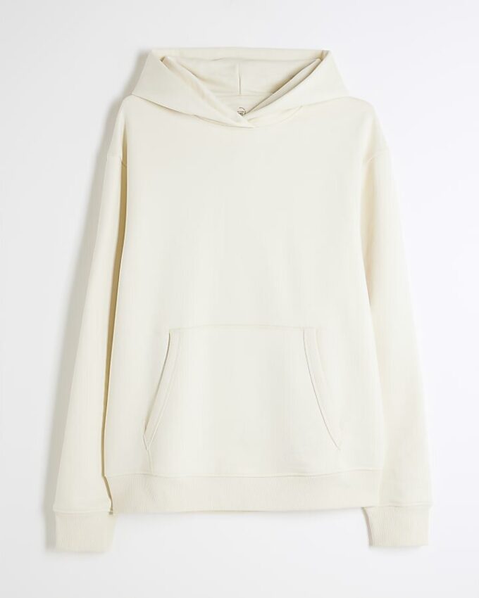 Cream Regular Fit Long Sleeve Hoodie