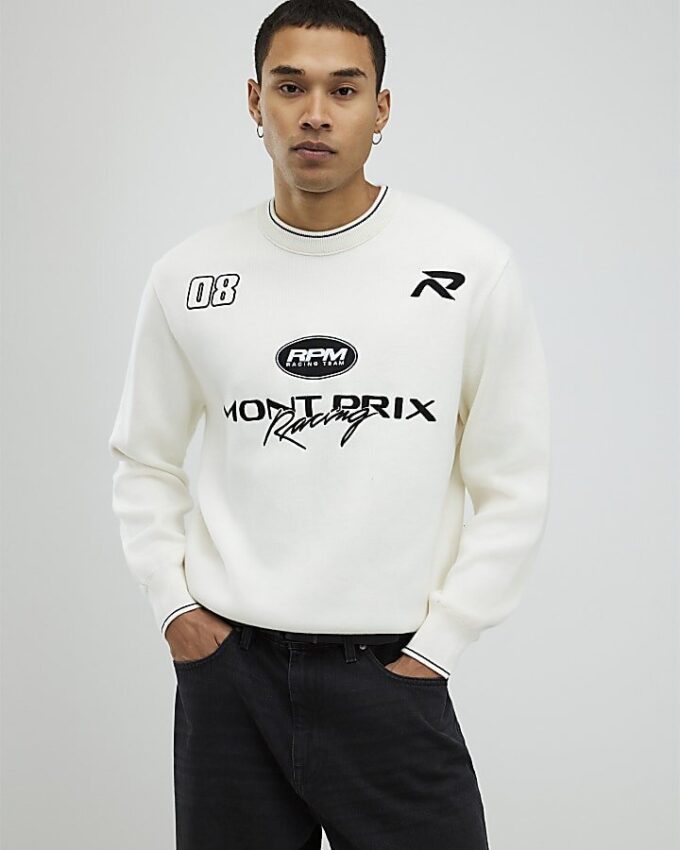 Cream Regular Fit Montprix Knitted Sweatshirt