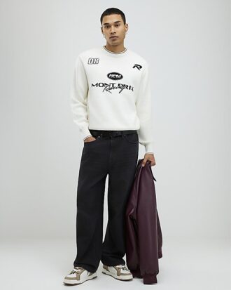 Cream Regular Fit Montprix Knitted Sweatshirt