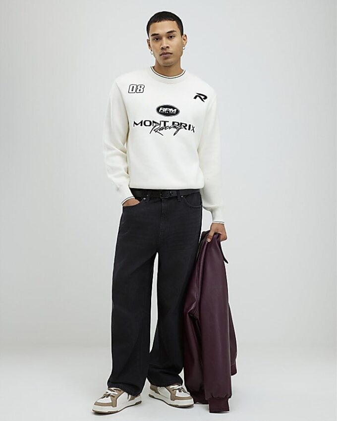 Cream Regular Fit Montprix Knitted Sweatshirt