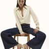 Cream Satin Long Sleeve Shirt