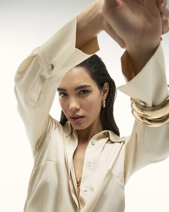 Cream Satin Long Sleeve Shirt Cream Satin Long Sleeve Shirt
