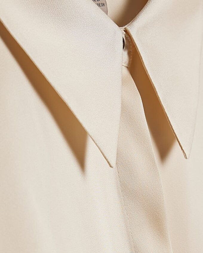 Cream Satin Long Sleeve Shirt