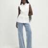 Cream Sleeveless Belted Utility Waistcoat