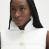 Cream Sleeveless Belted Utility Waistcoat