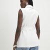 Cream Sleeveless Belted Utility Waistcoat