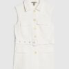 Cream Sleeveless Belted Utility Waistcoat