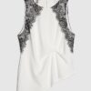 Cream Sleeveless Lace Trim Top