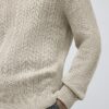 Cream Slim Fit Cable Knit Jumper