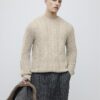 Cream Slim Fit Cable Knit Jumper