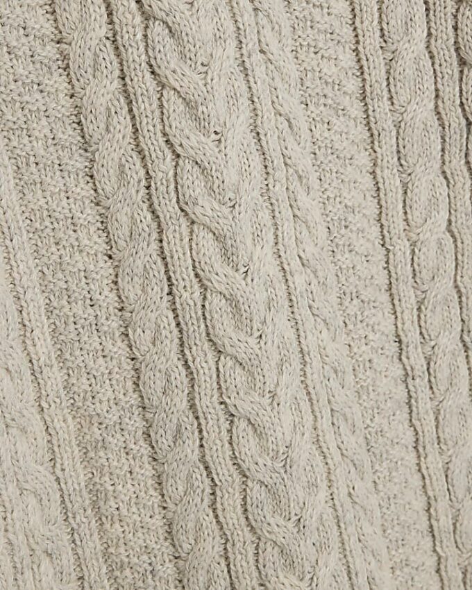 Cream Slim Fit Cable Knit Jumper