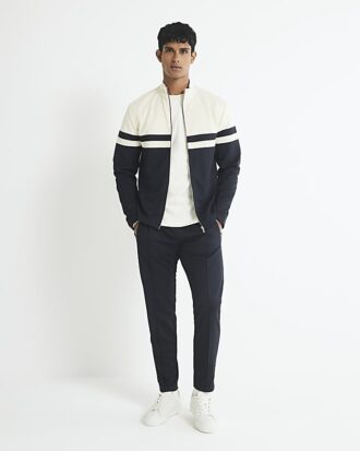Cream Slim Fit Colour Block Shacket