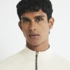Cream Slim Fit Colour Block Shacket