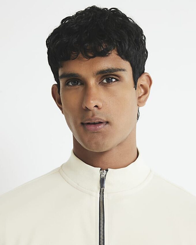 Cream Slim Fit Colour Block Shacket