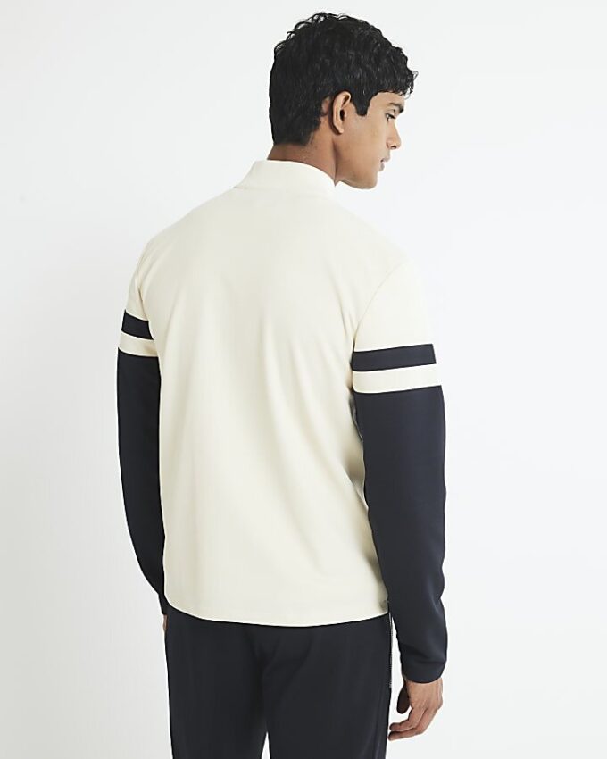 Cream Slim Fit Colour Block Shacket
