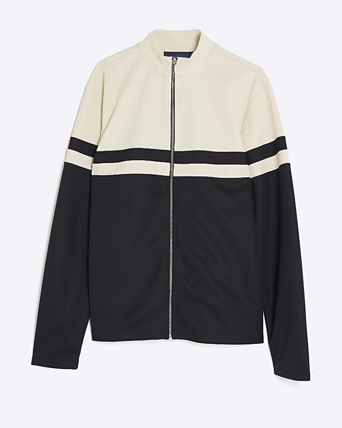 Cream Slim Fit Colour Block Shacket
