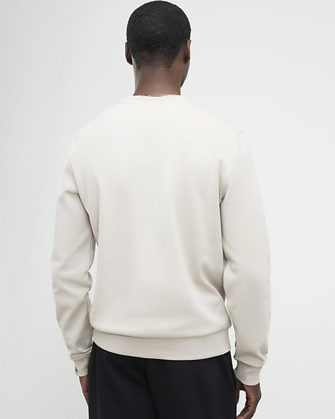 Cream Slim Fit Embossed MCMXII Sweatshirt