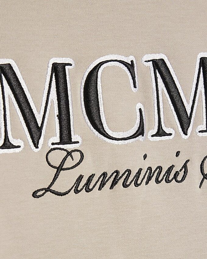 Cream Slim Fit Embossed MCMXII Sweatshirt