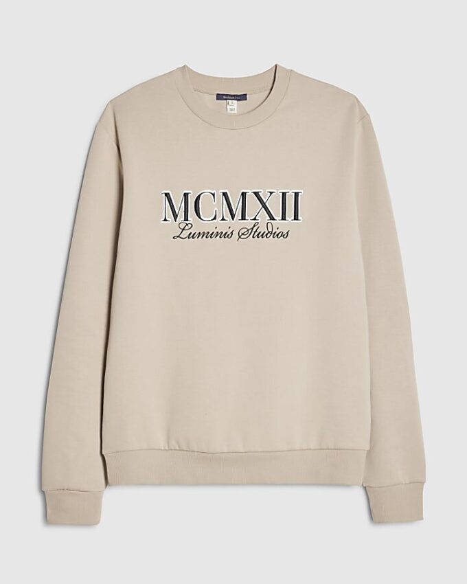 Cream Slim Fit Embossed MCMXII Sweatshirt