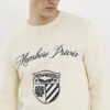 Cream Slim Fit Embroidered Jumper