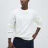 Cream Slim Fit Knitted Check Jumper