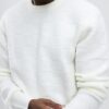 Cream Slim Fit Knitted Check Jumper