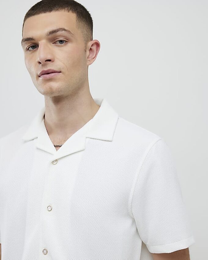 Cream Slim Fit Revere Shirt