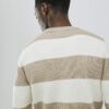 Cream Slim Fit Stripe Rib Blocked Jumper