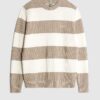 Cream Slim Fit Stripe Rib Blocked Jumper