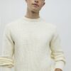 Cream Slim Fit Waffle Knit Jumper