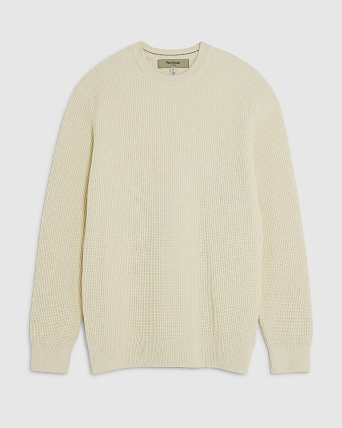 Cream Slim Fit Waffle Knit Jumper
