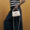 Cream Small Quilted Top Handle Crossbody Bag