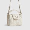 Cream Small Quilted Top Handle Crossbody Bag