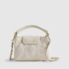 Cream Small Quilted Top Handle Crossbody Bag