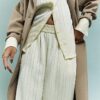 Cream Stripe Wide Leg Trousers