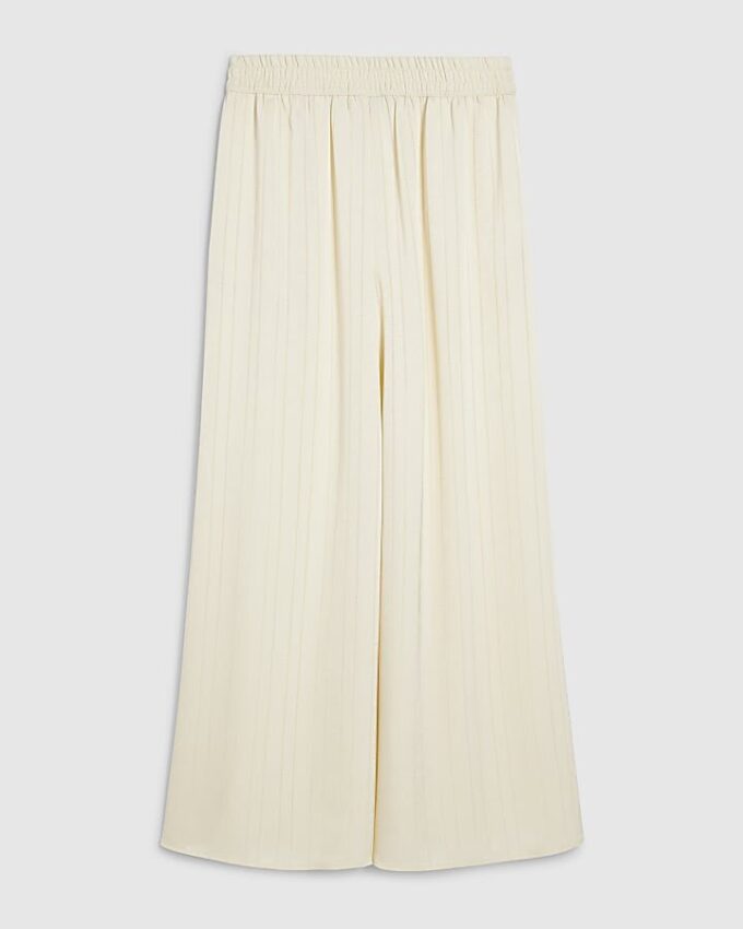 Cream Stripe Wide Leg Trousers