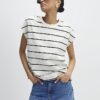 Cream Striped Grown On Sleeve T-shirt