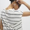 Cream Striped Grown On Sleeve T-shirt