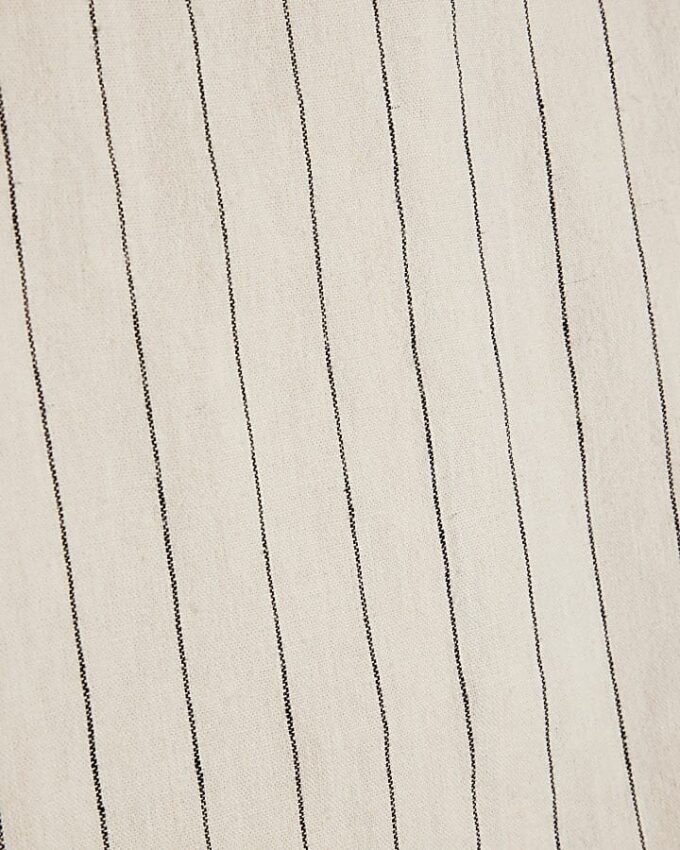 Cream Striped Linen Blend T-Shirt