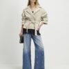 Cream Suede Cropped Trench Coat