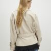 Cream Suede Cropped Trench Coat