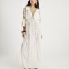 Cream Sun Detail Embellished Maxi Beach Dress