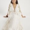 Cream Sun Detail Embellished Maxi Beach Dress