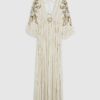 Cream Sun Detail Embellished Maxi Beach Dress