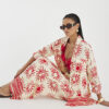 Cream Sun Print Oversized Beach Shirt