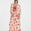 Cream Sun Print Oversized Beach Shirt