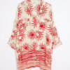Cream Sun Print Oversized Beach Shirt