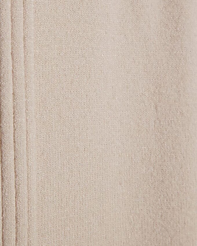 Cream Wide leg Knitted Rib Trousers