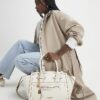 Cream Winged Panelled Tote Bag